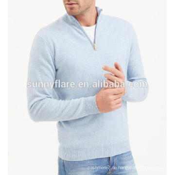 Hohe Qualität Gestrickte Herren Fit Kaschmir-Pullover mit halber Front Zip